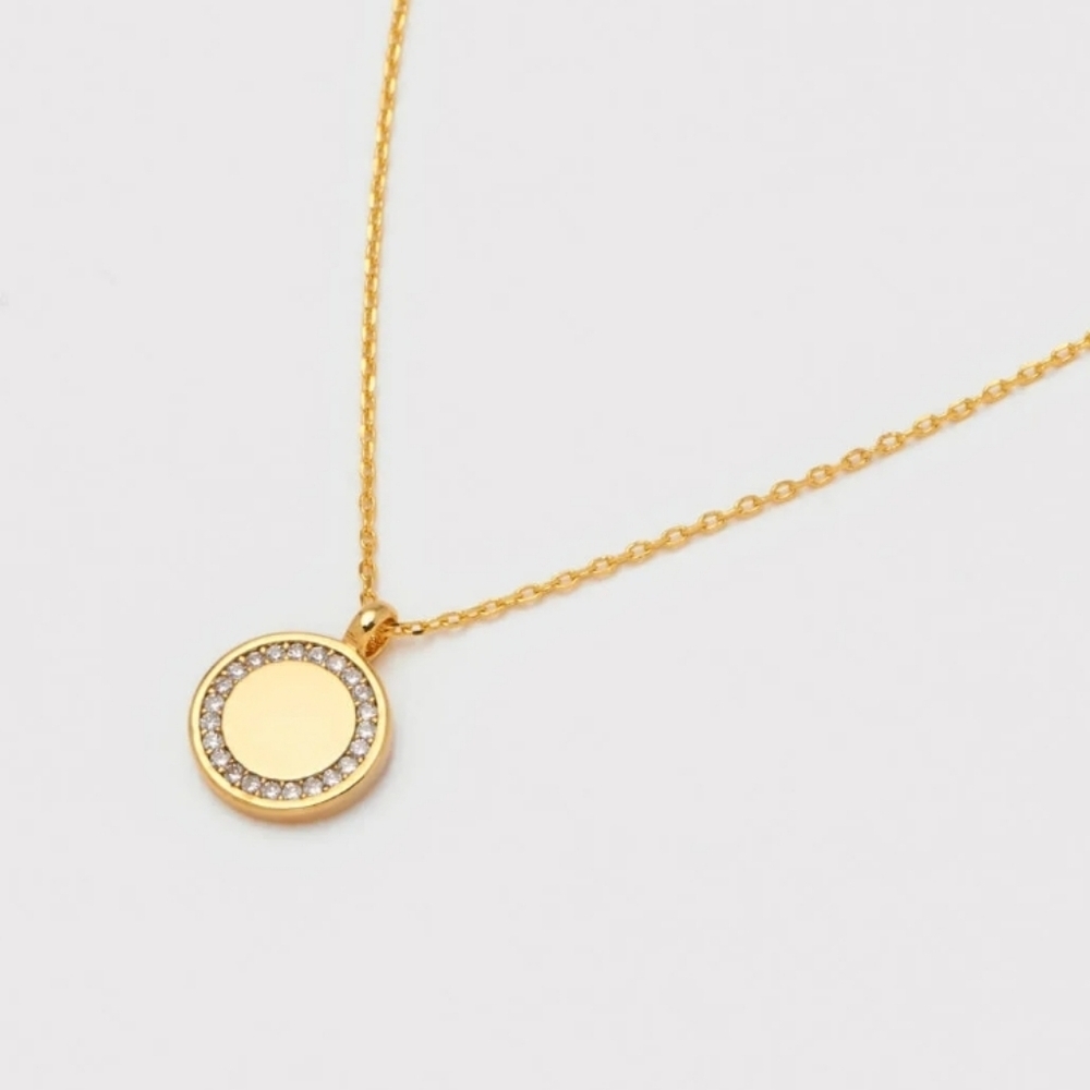 Estella Bartlett Cubic Zirconia Halo Coin Pendant Necklace New